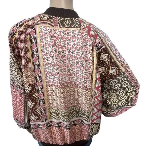 Alfred Dunner Geometric Patterned Zip Up Jacket With Pockets - Picture 3 of 4